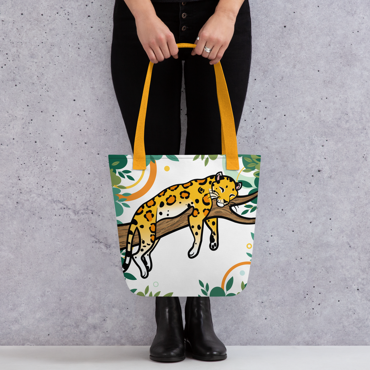 Sleeping Jaguar Premium All-Over Print Tote Bag