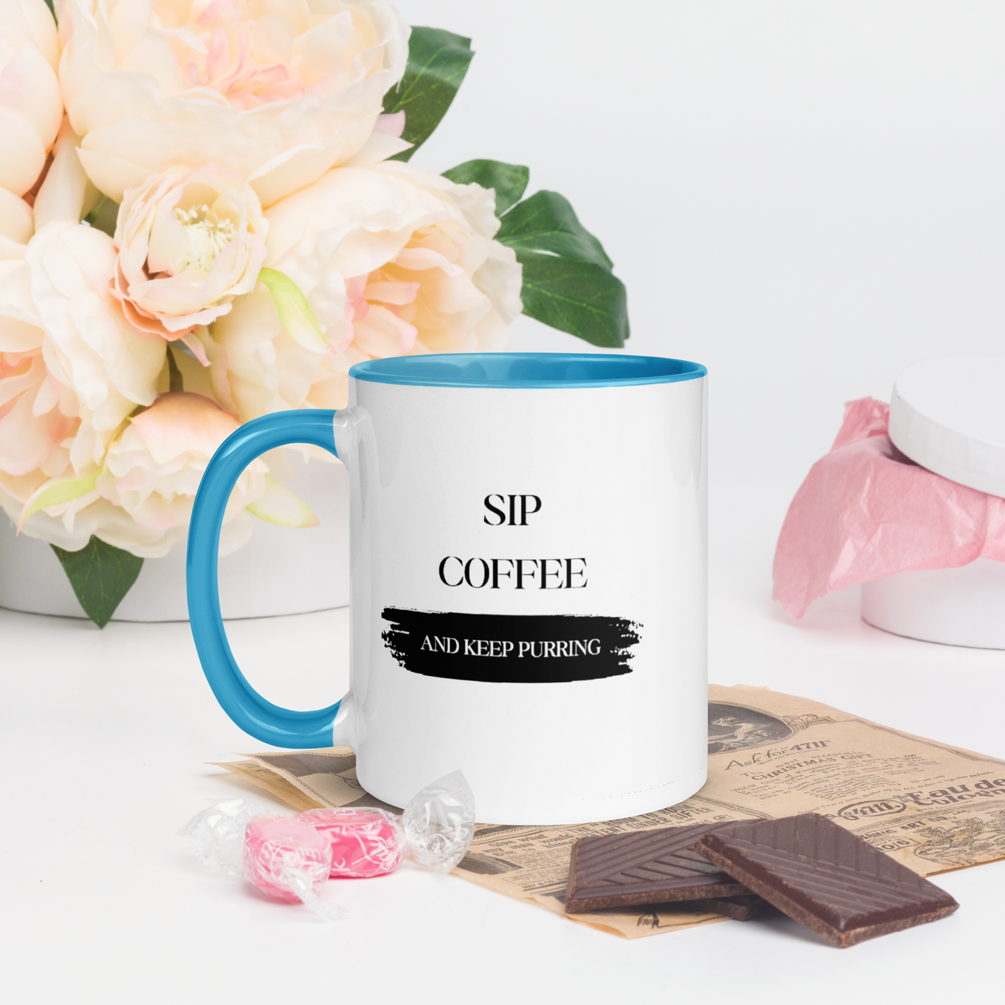 CERAMIC CAT MUG - Sip Coffee Start Purring