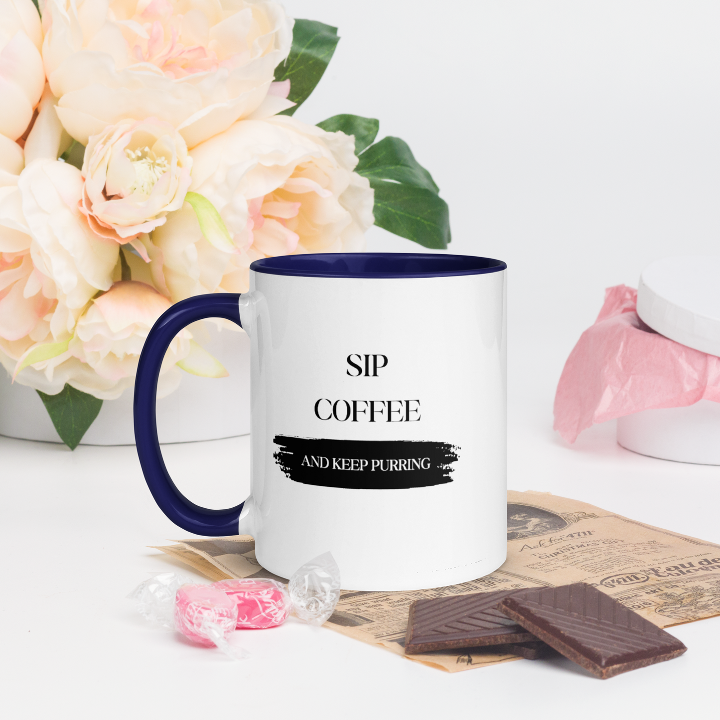 CERAMIC CAT MUG - Sip Coffee Start Purring