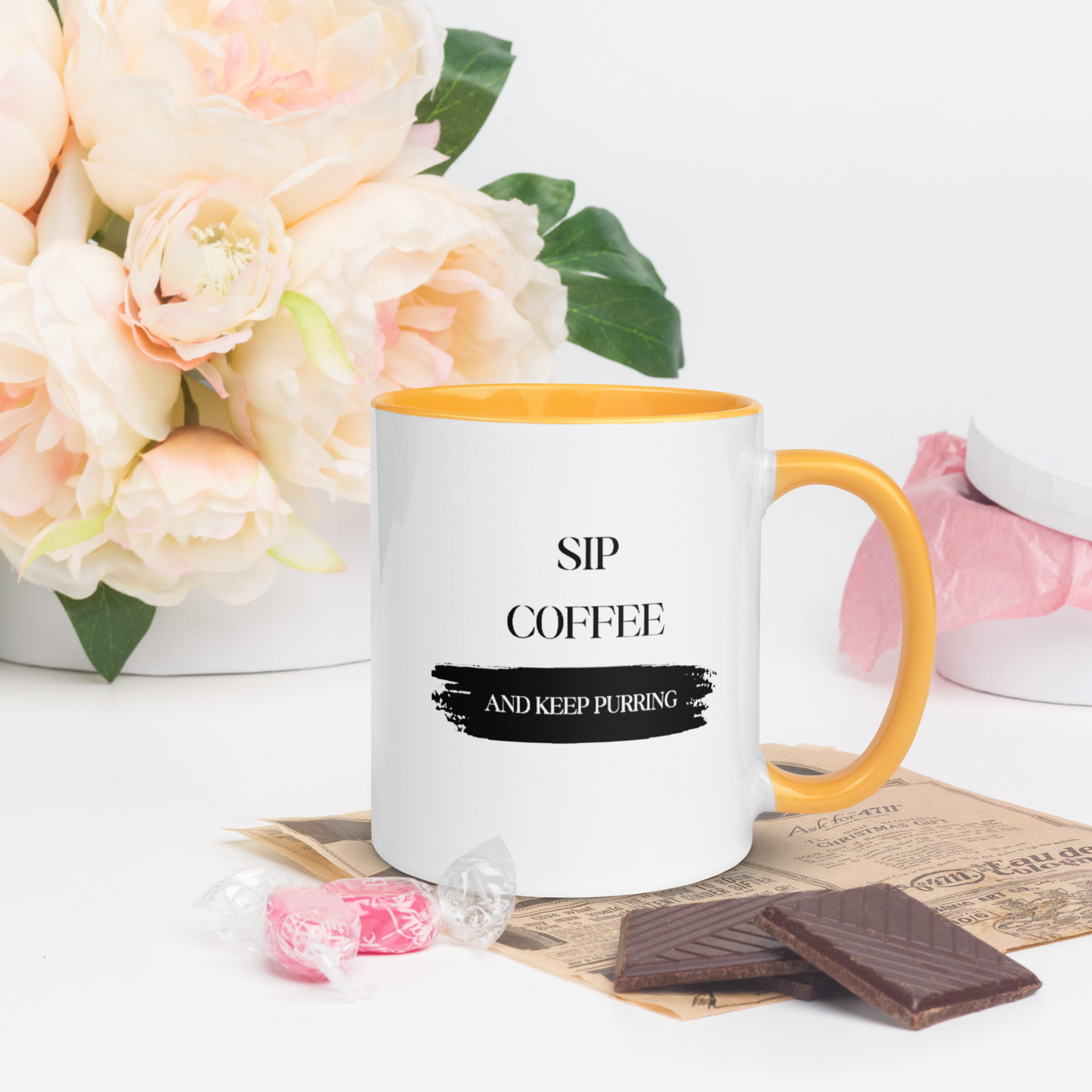 CERAMIC CAT MUG - Sip Coffee Start Purring