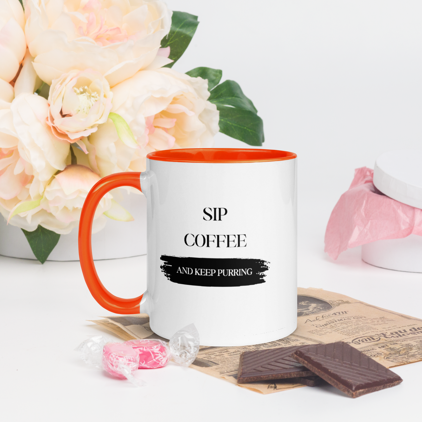 CERAMIC CAT MUG - Sip Coffee Start Purring