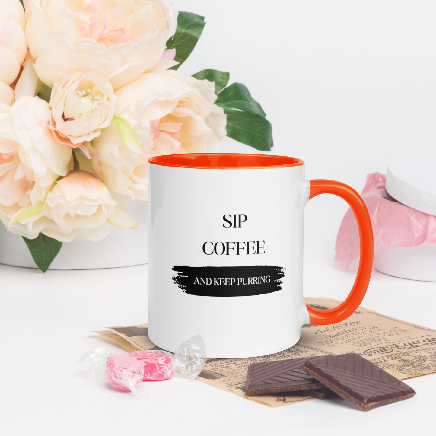 CERAMIC CAT MUG - Sip Coffee Start Purring