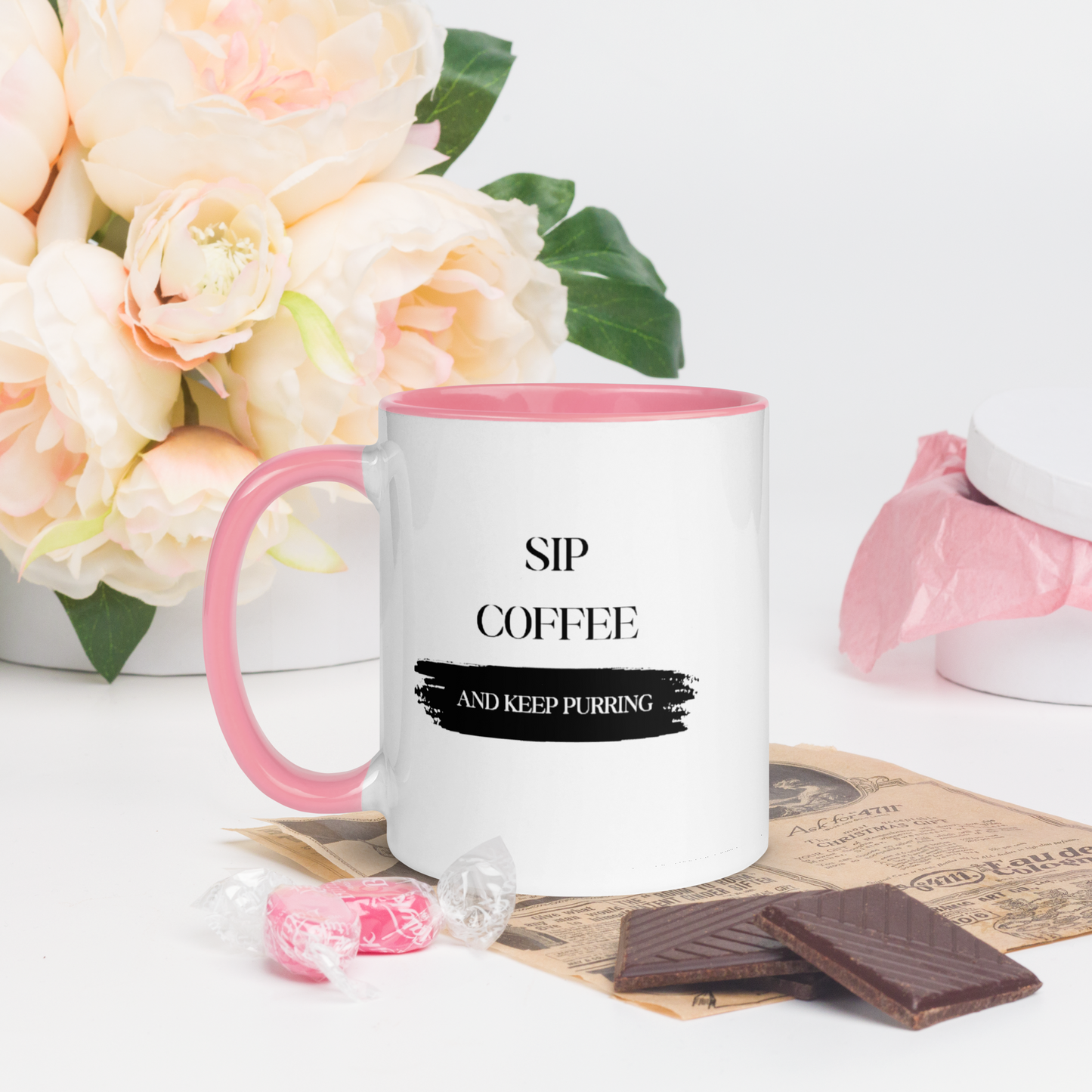 CERAMIC CAT MUG - Sip Coffee Start Purring
