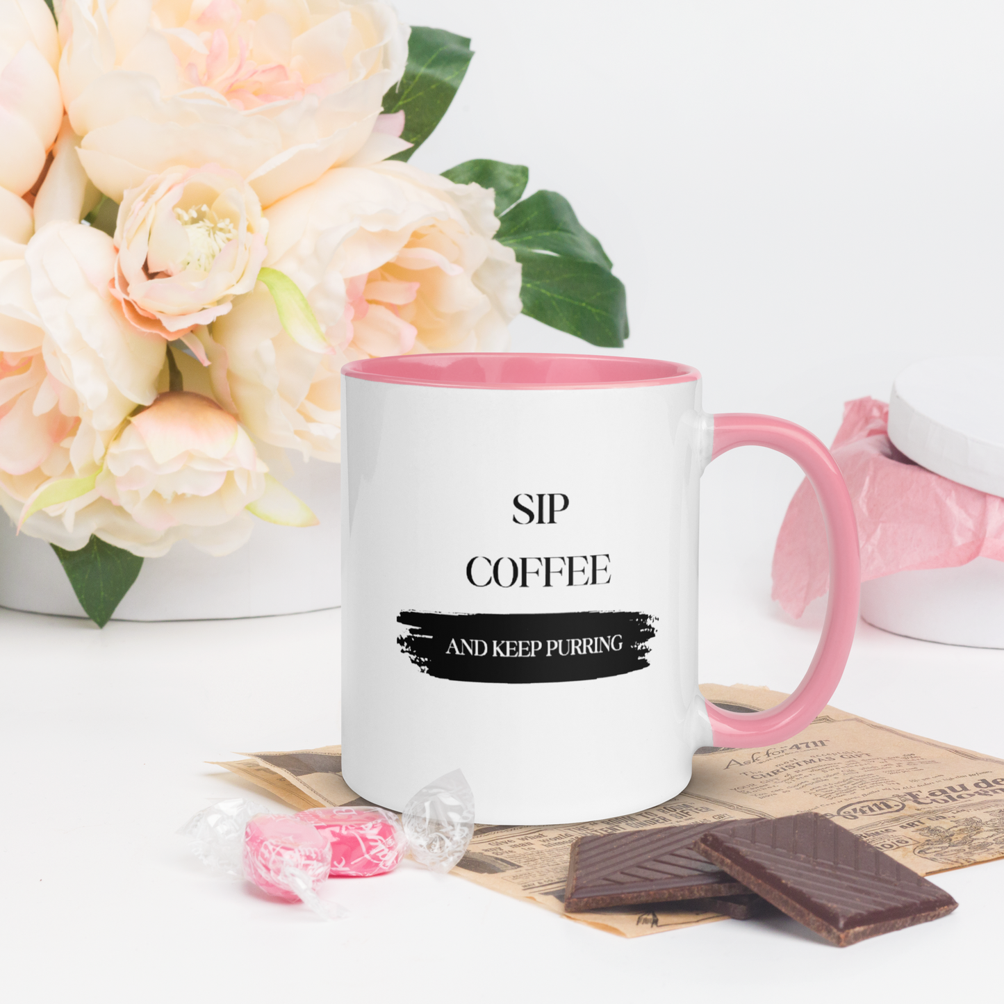 CERAMIC CAT MUG - Sip Coffee Start Purring