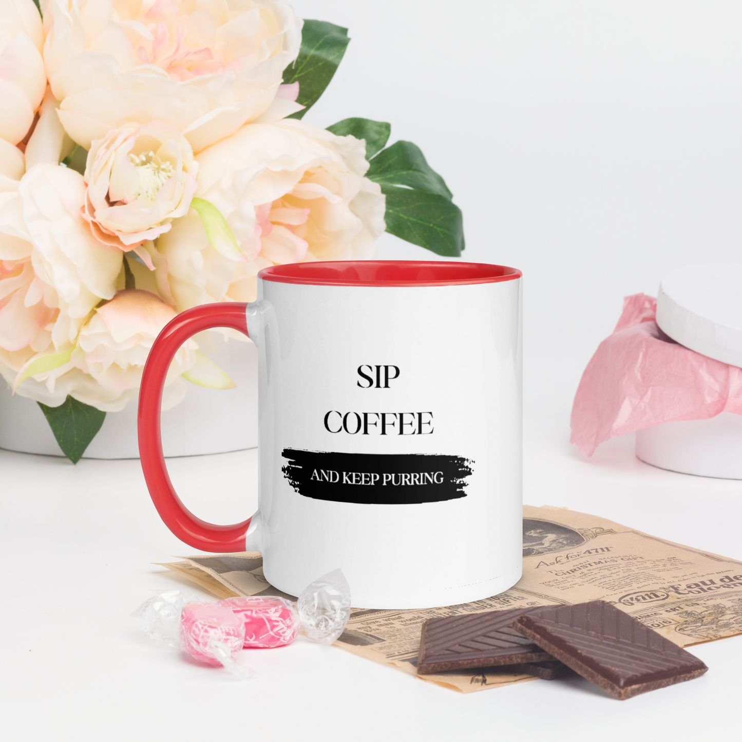 CERAMIC CAT MUG - Sip Coffee Start Purring