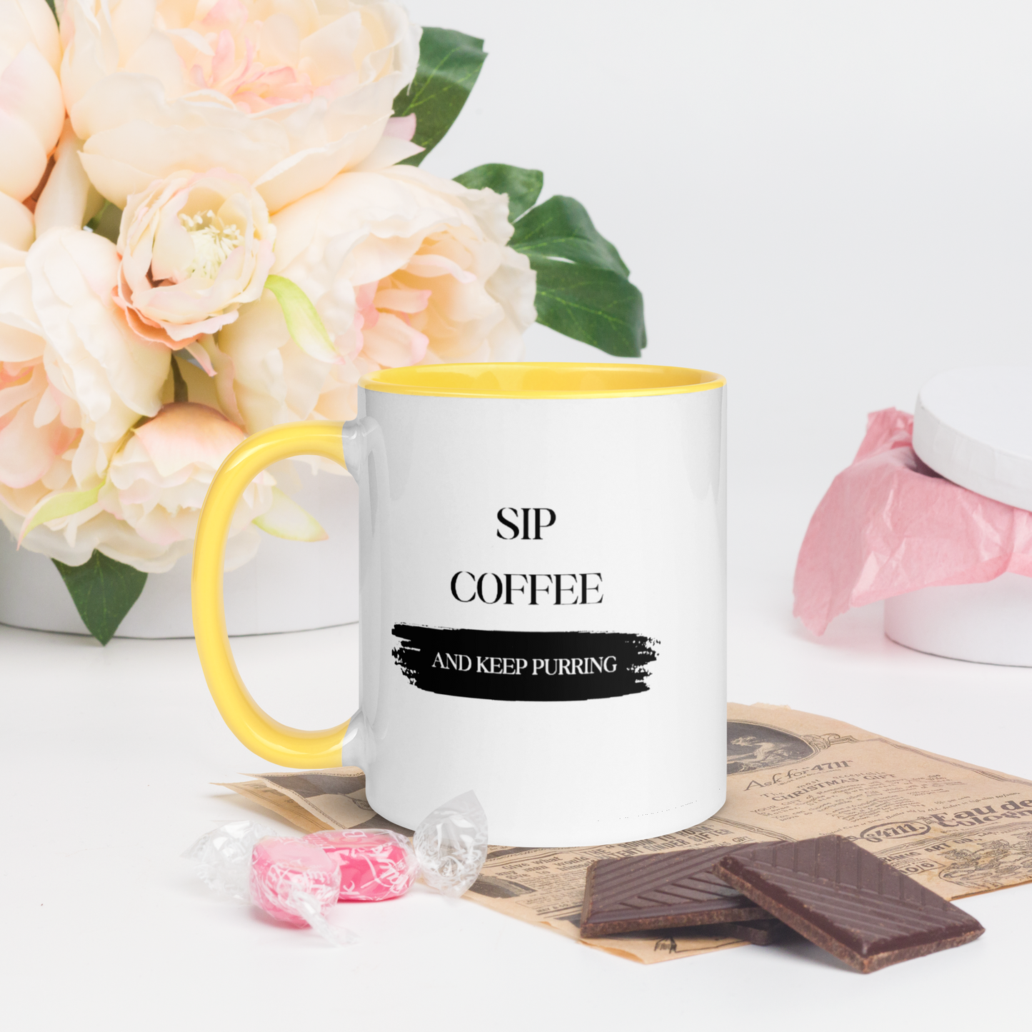 CERAMIC CAT MUG - Sip Coffee Start Purring