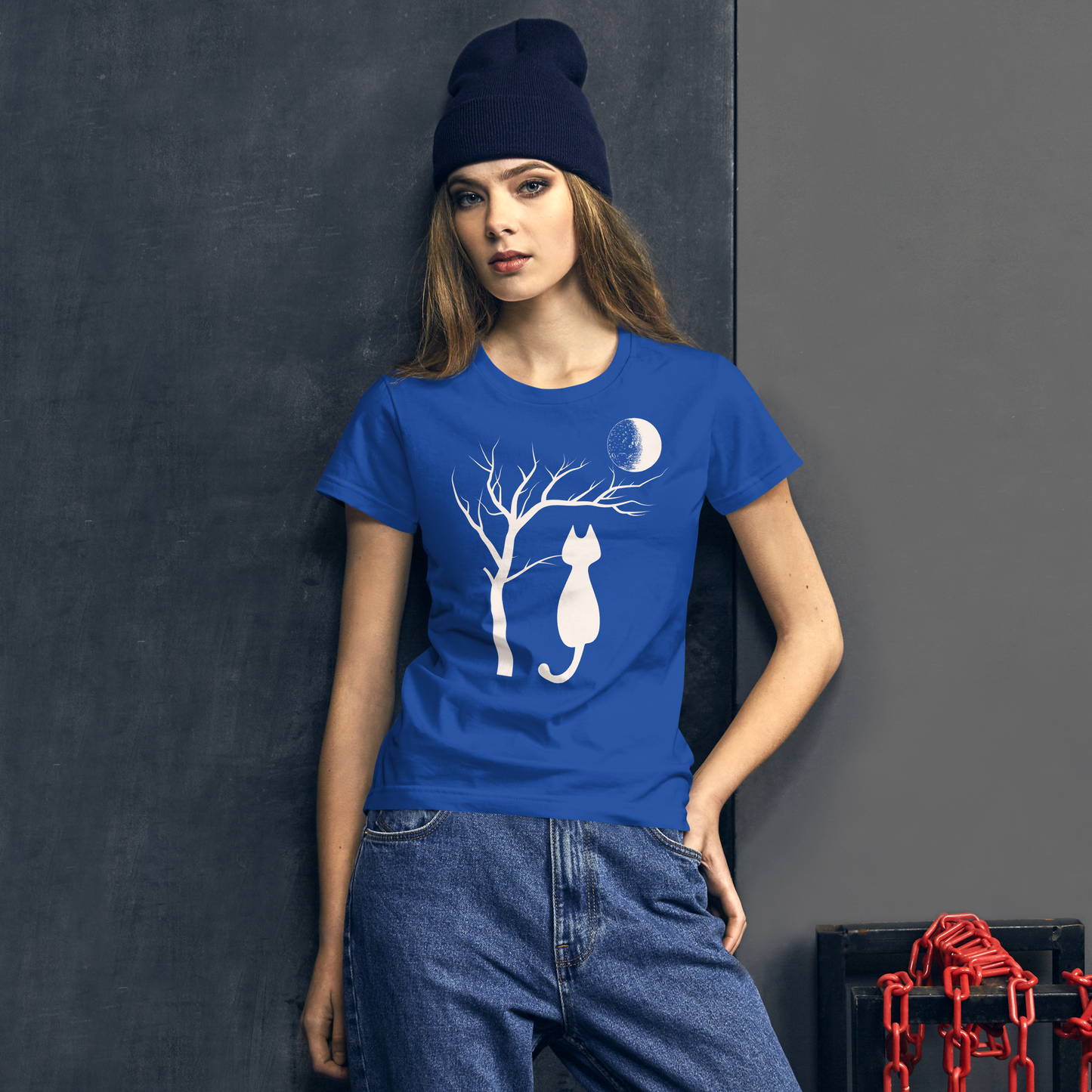 WOMEN'S FITTED GILDAN TEE - Moon Gazing