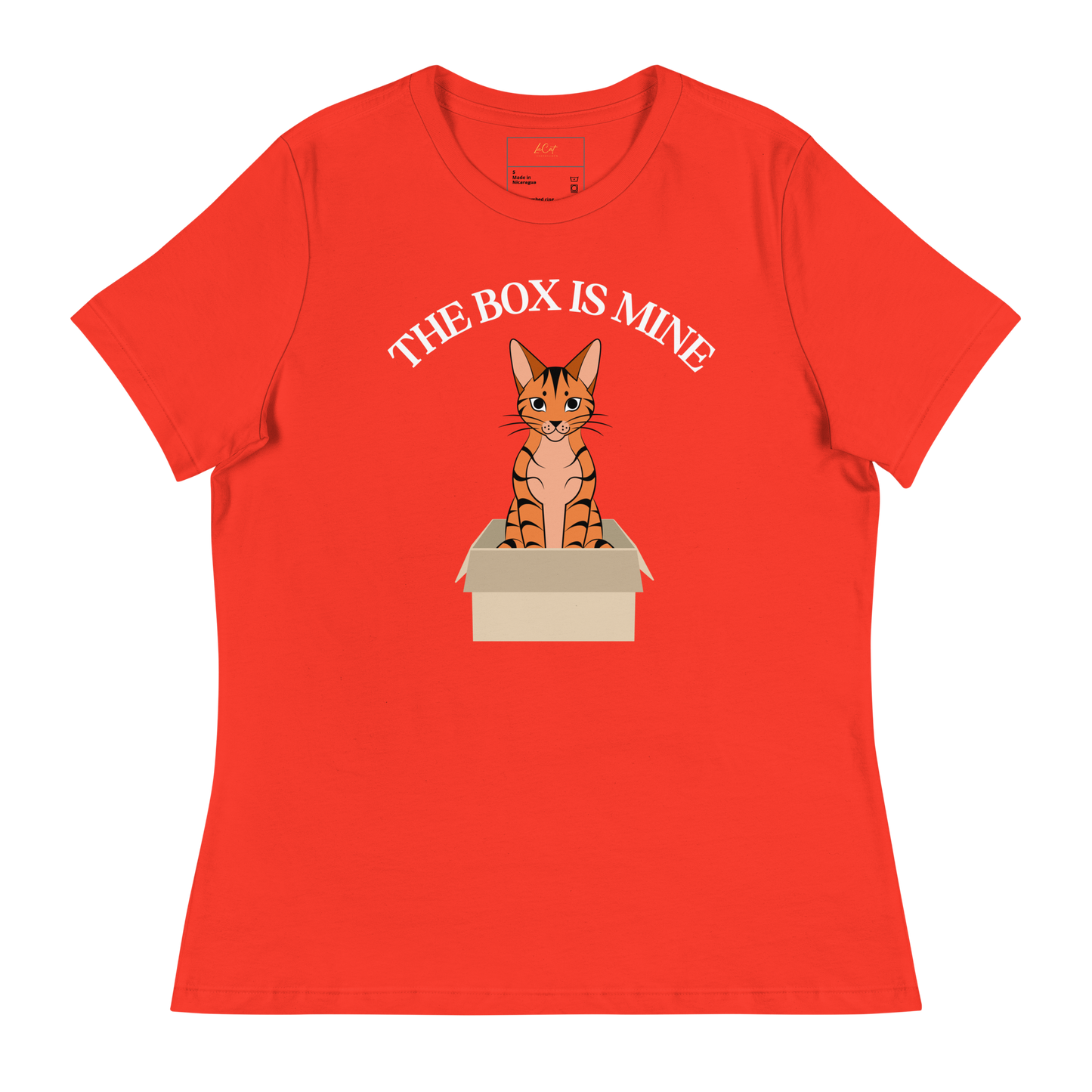 WOMEN'S BELLA & CANVAS TEE - Orange Tabby Cat in a Box