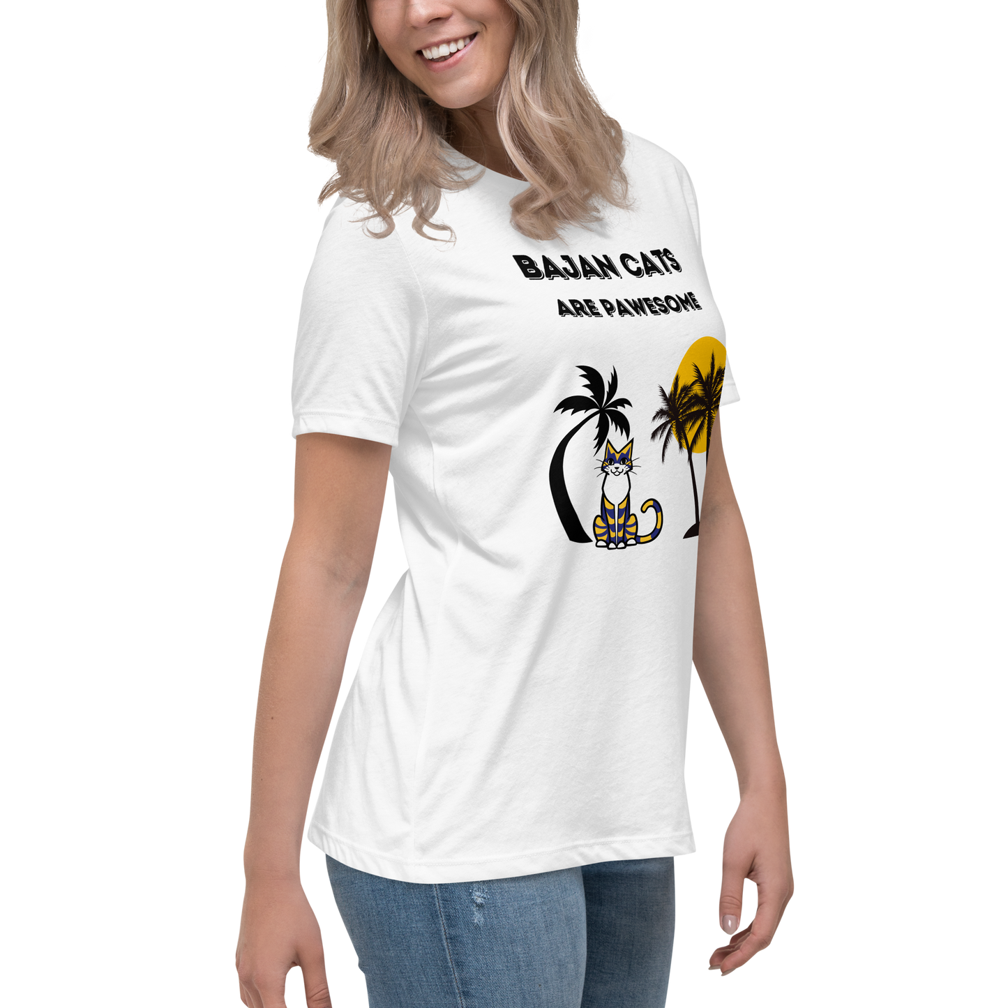 WOMEN'S BELLA & CANVAS TEE - Charity Tee, Bajan Cats Are Pawesome